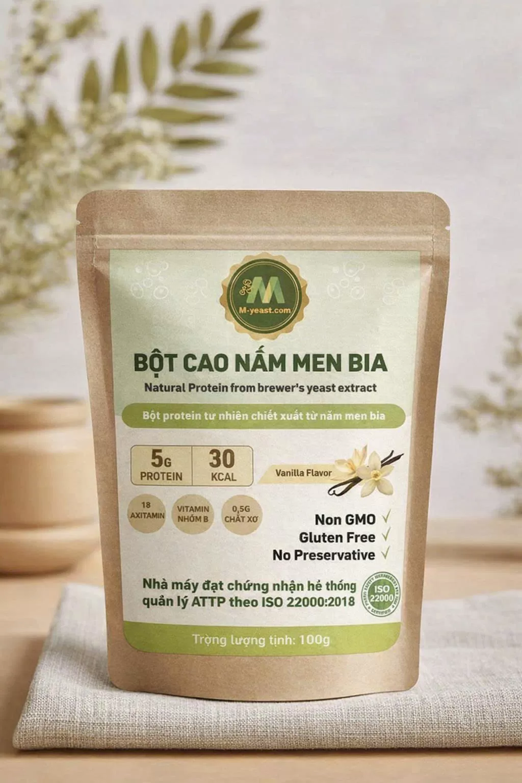 Bột cao nấm men vị vani 100g