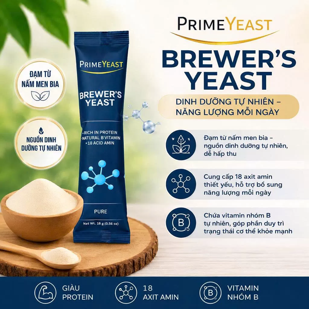 Gói 16g Bột cao nấm men bia Prime Yeast