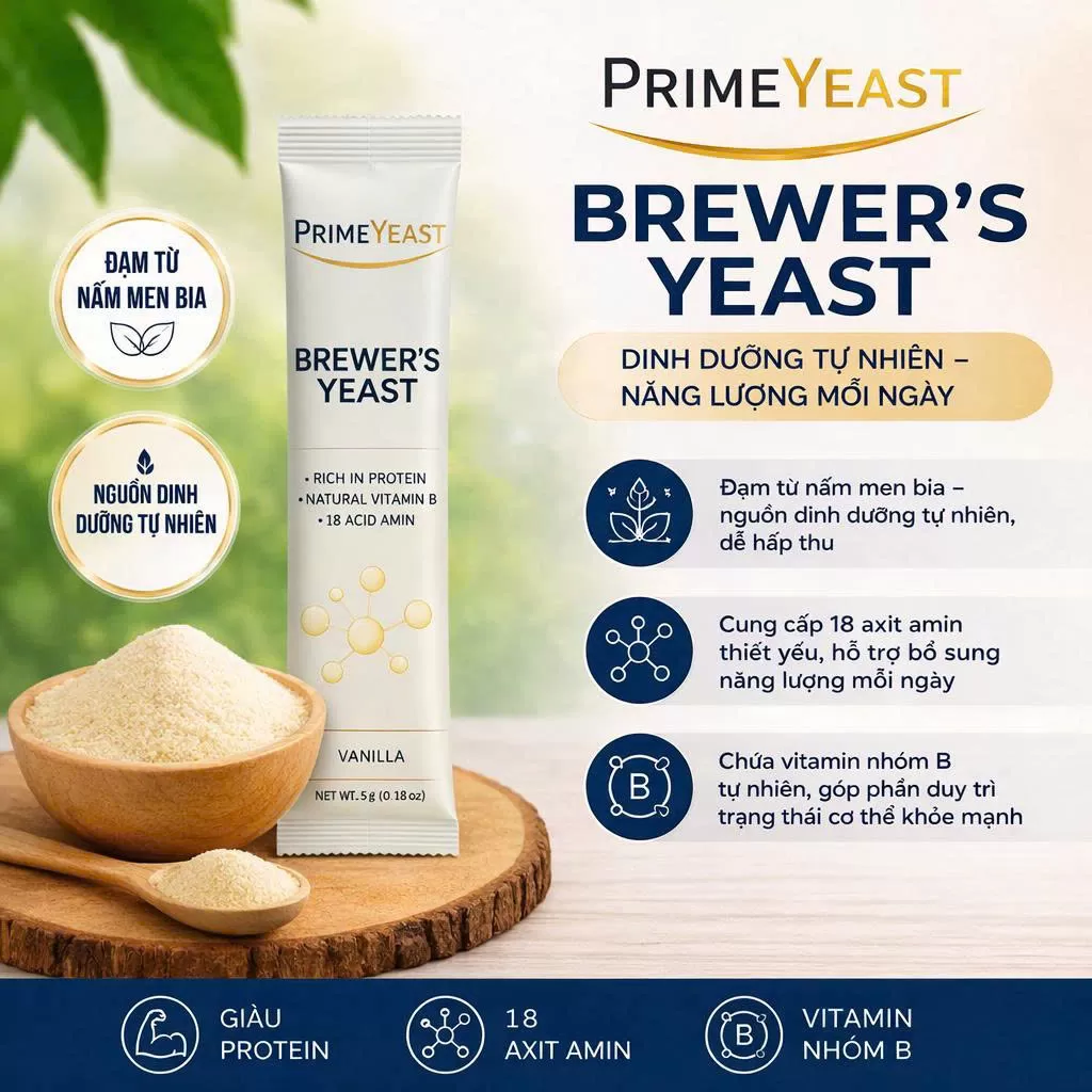 Gói 16g Bột cao nấm men bia Prime Yeast- vanilla